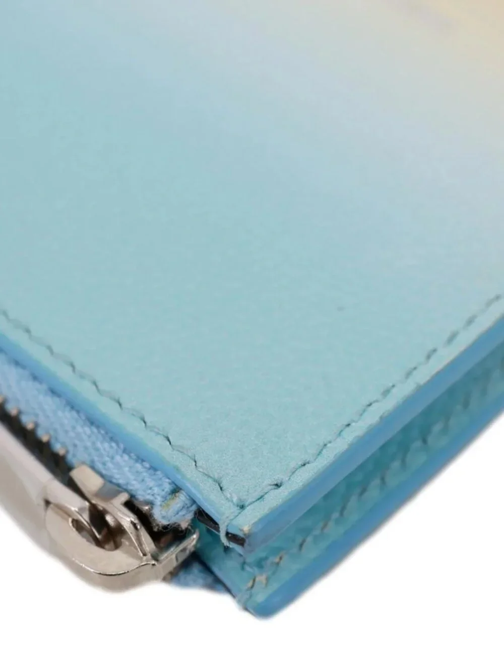 Yves Saint Laurent  5 Fragments Pebbled Leather Zip Card Case Blue